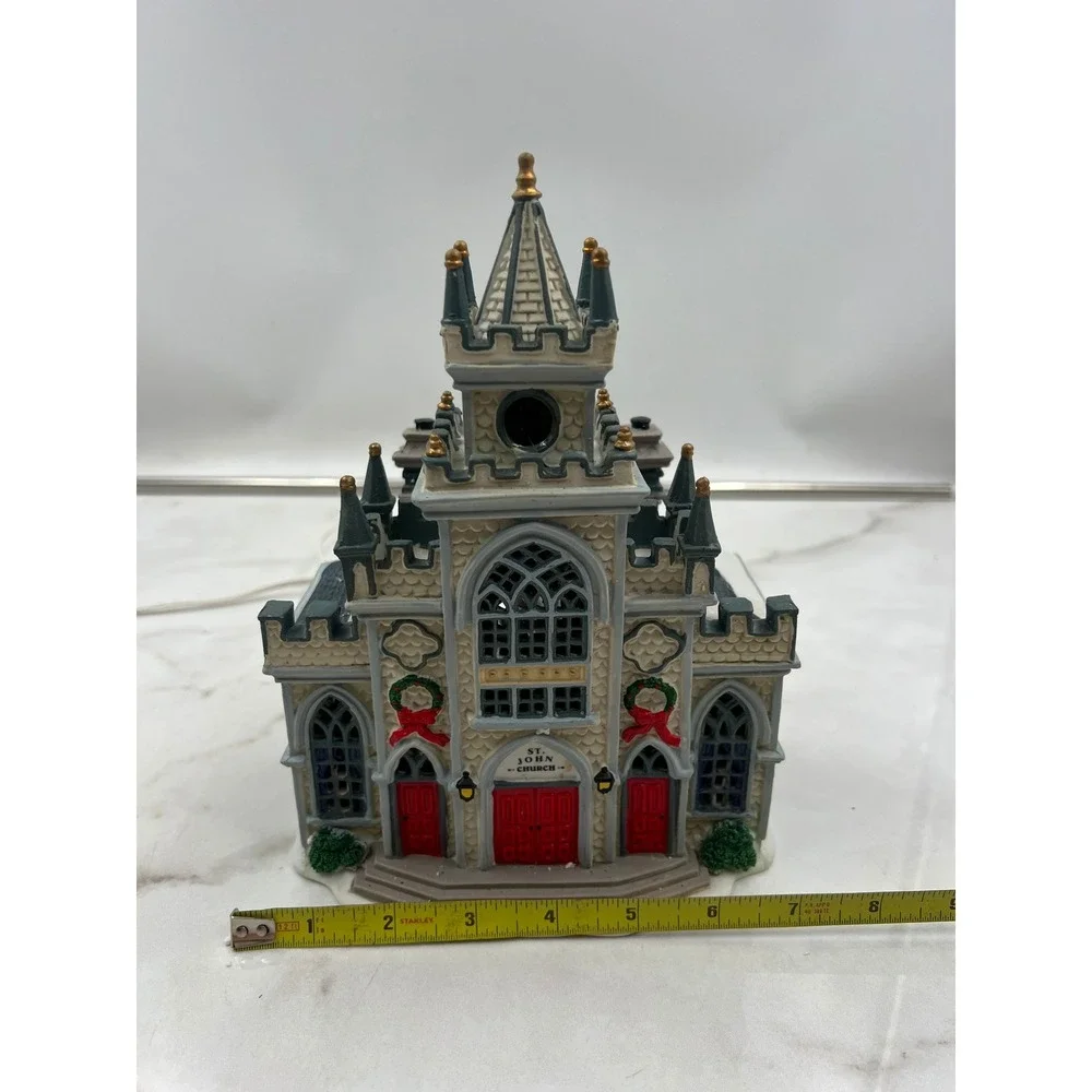 Lemax Carole Towne St John Church Wedding Set 2001 Christmas Village Lit Boxed